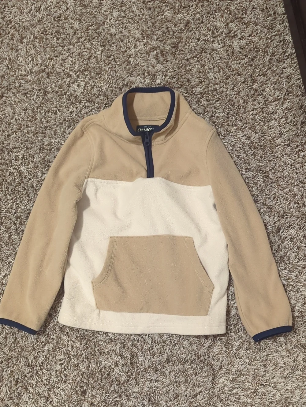 OshKosh B'gosh Two-Tone Tan and Cream Quarter-Zip Pullover